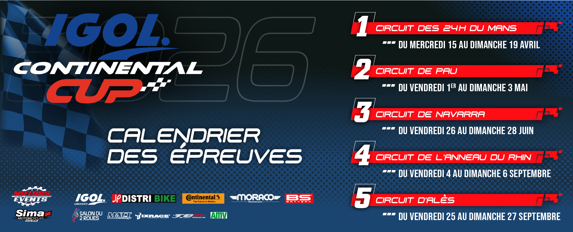 calendrier 2023 des courses de l'ipone continental cup